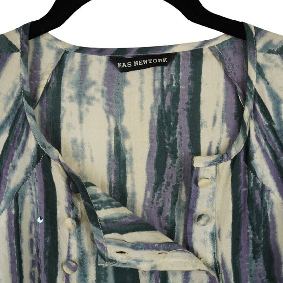 Kas New York Womens Boho Sequin Embellished Short Sleeve Dress S Multicolor - Picture 4 of 9